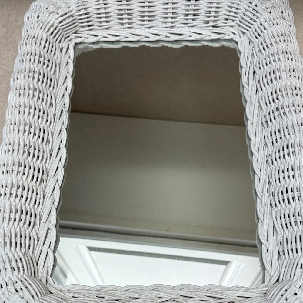 White Wicker Wall Mirror